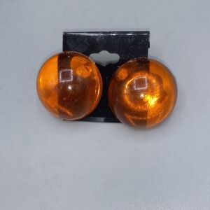 CLIP-ON EARRINGS Shiny Round Orange